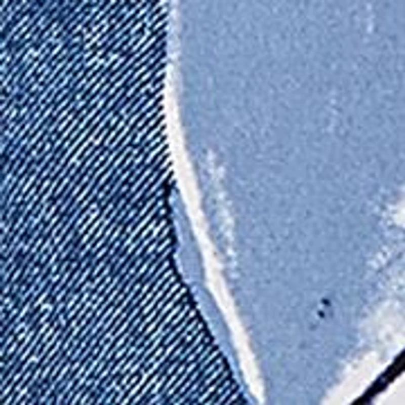 Plus 3/4 Sleeve Puff Denim Floral Print Top