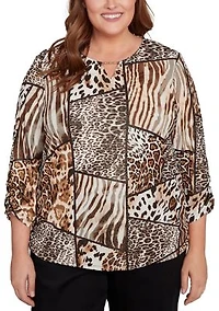 Plus Puff Animal Print Top
