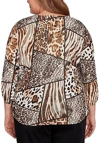 Plus Puff Animal Print Top