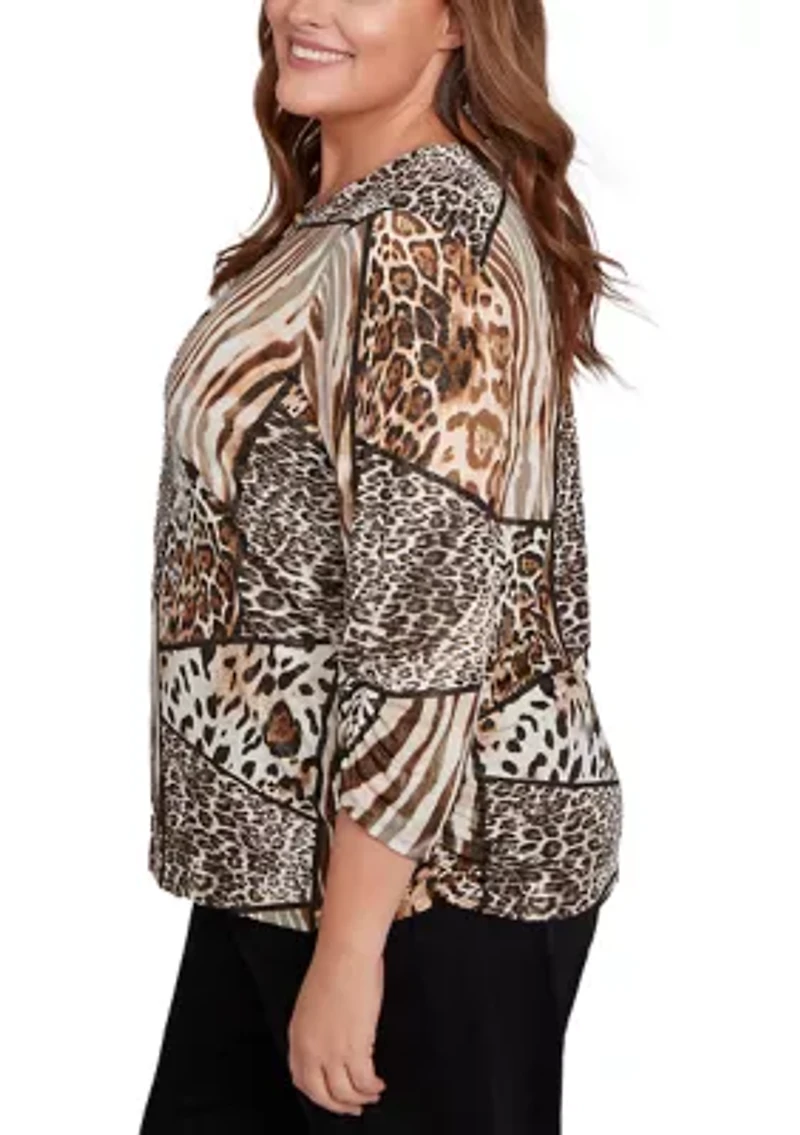 Plus Puff Animal Print Top