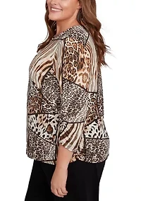 Plus Puff Animal Print Top