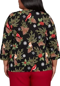 Plus Classics Cardinals & Pinecones Top