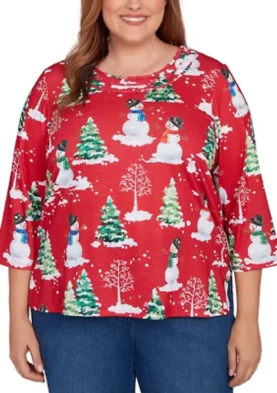Plus Classics Snowmen Top
