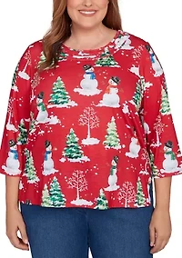 Plus Classics Snowmen Top