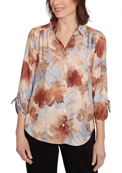Petite Classics Texture Leaves Top