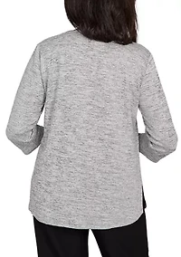 Petite Classics Melange Top  with Necklace