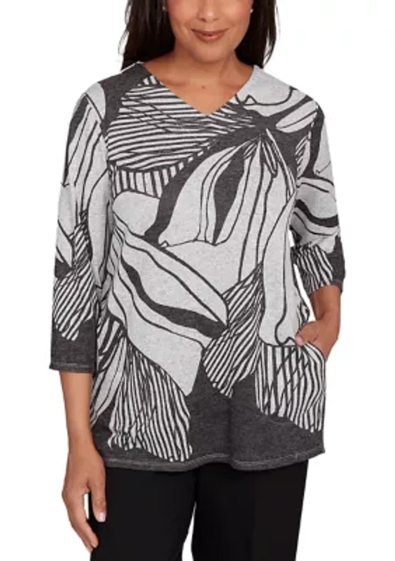Petite Classics Stripe Floral Top