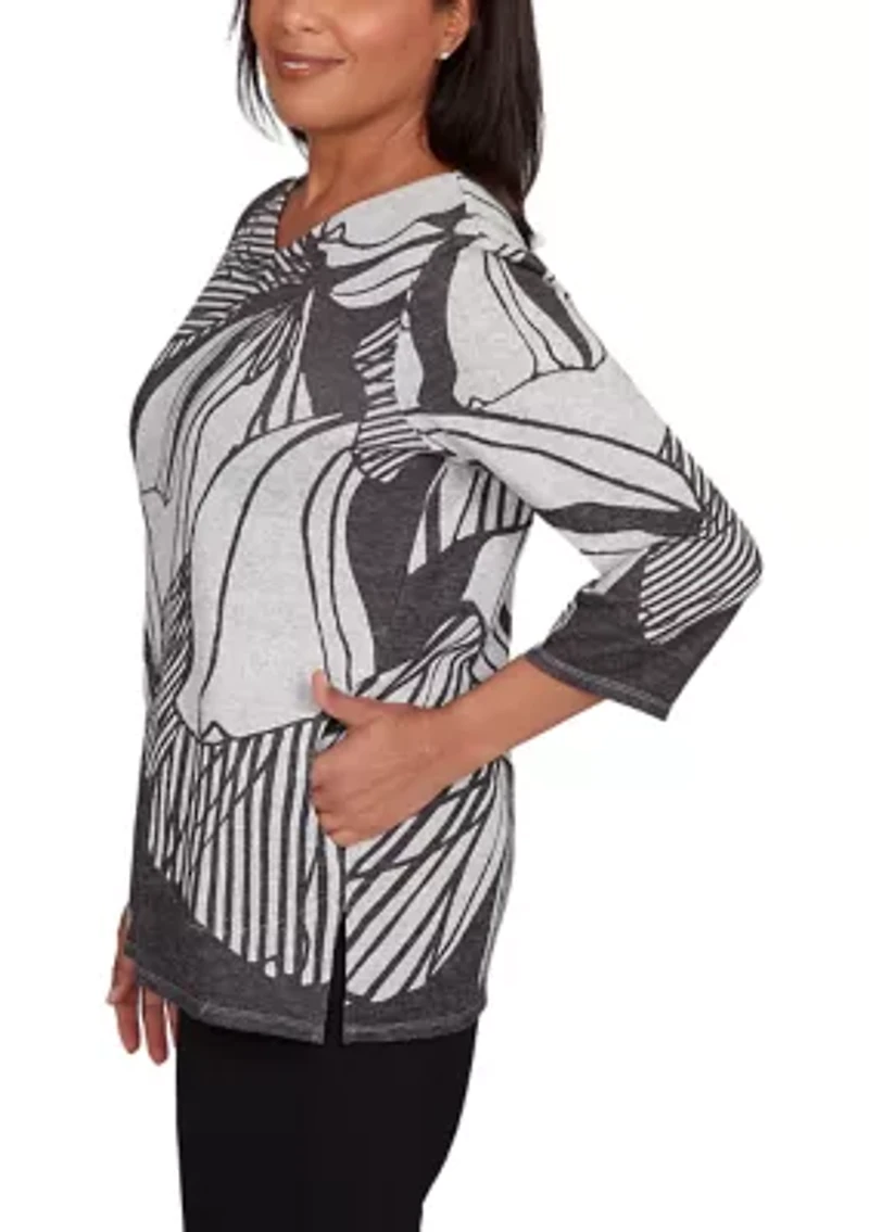 Petite Classics Stripe Floral Top