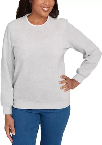 Petite Classics Embellished Yoke Sweater