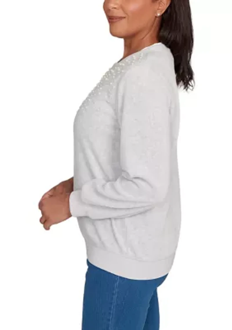 Petite Classics Embellished Yoke Sweater