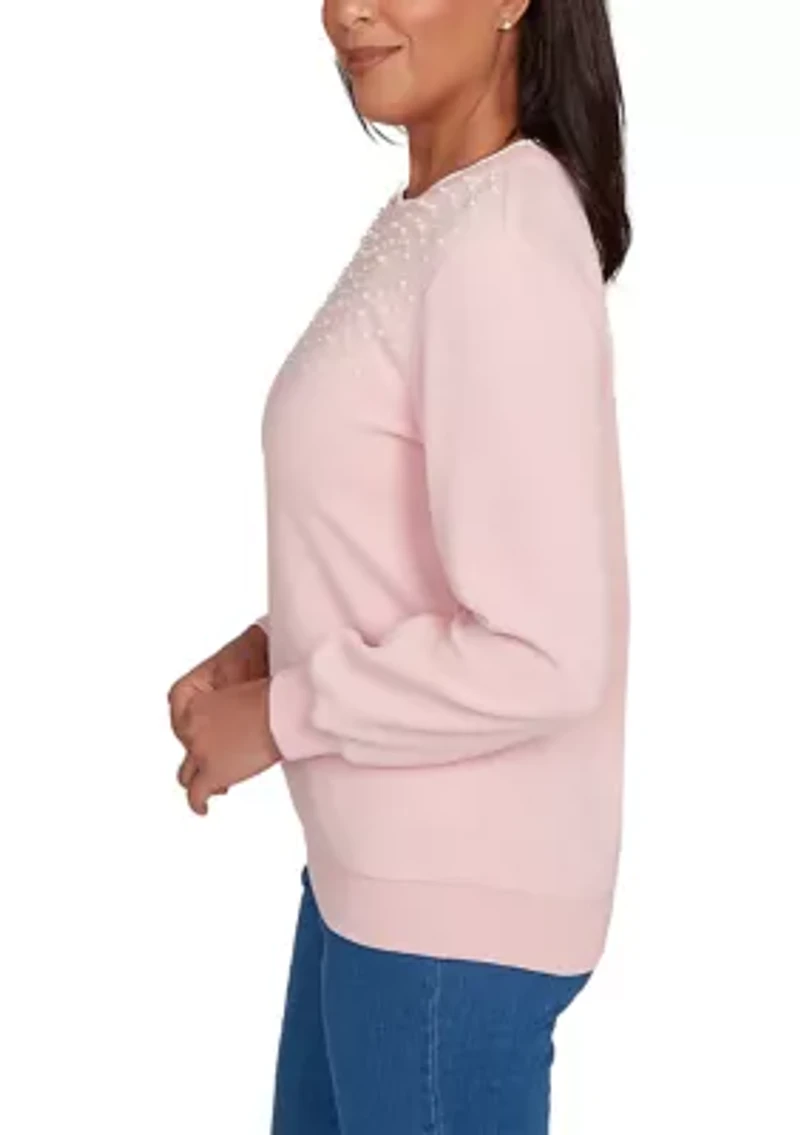 Petite Classics Embellished Yoke Sweater