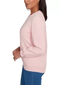 Petite Classics Embellished Yoke Sweater