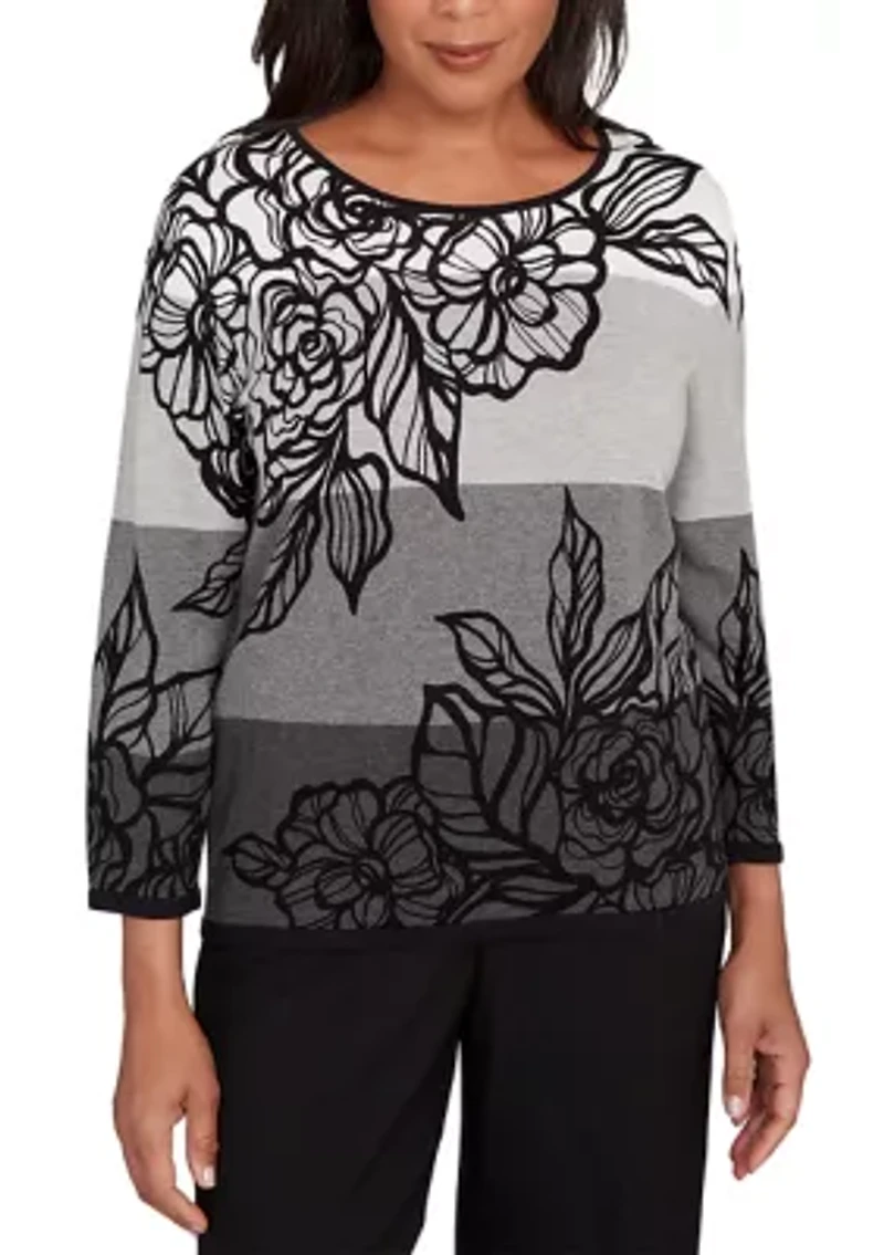 Petite Classics Ombre Floral Sweater