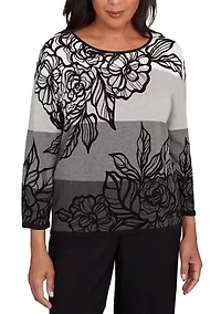 Petite Classics Ombre Floral Sweater