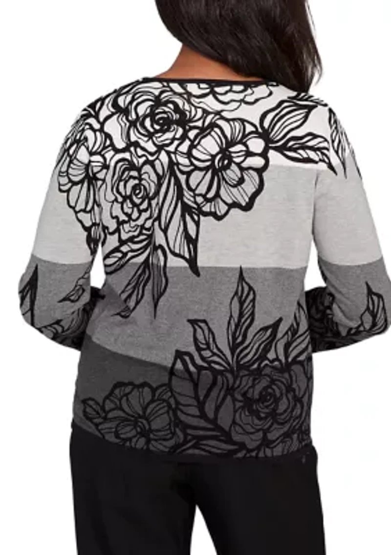 Petite Classics Ombre Floral Sweater