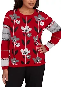 Petite Classics Vertical Flowers Sweater