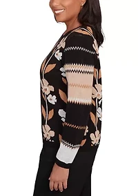 Petite Classics Vertical Flowers Sweater