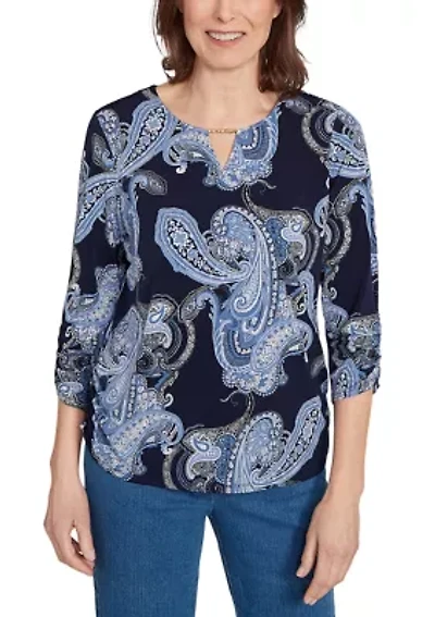Petite Classics Paisley Top with Gold Foil