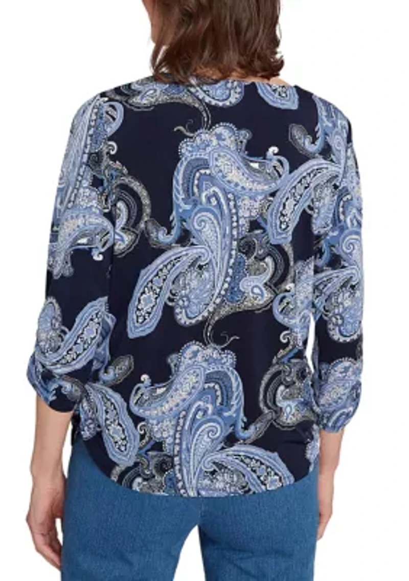 Petite Classics Paisley Top with Gold Foil