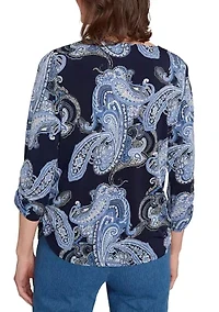 Petite Classics Paisley Top with Gold Foil