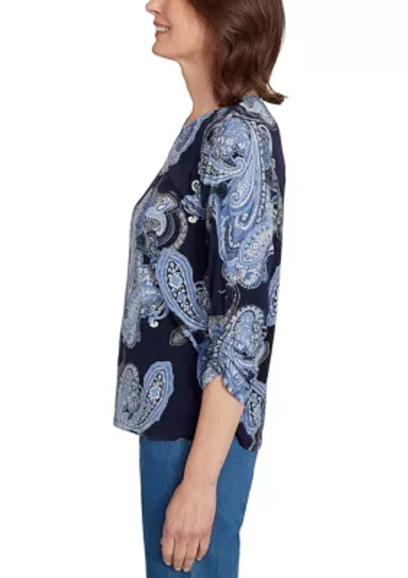 Petite Classics Paisley Top with Gold Foil
