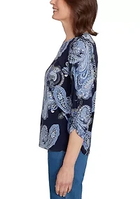 Petite Classics Paisley Top with Gold Foil