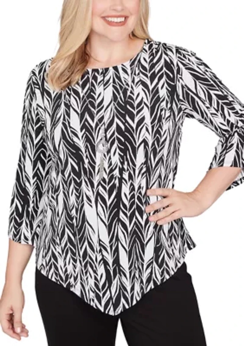 Petite Classics Abstract Feathers Top