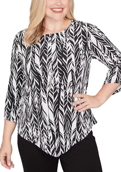 Petite Classics Abstract Feathers Top