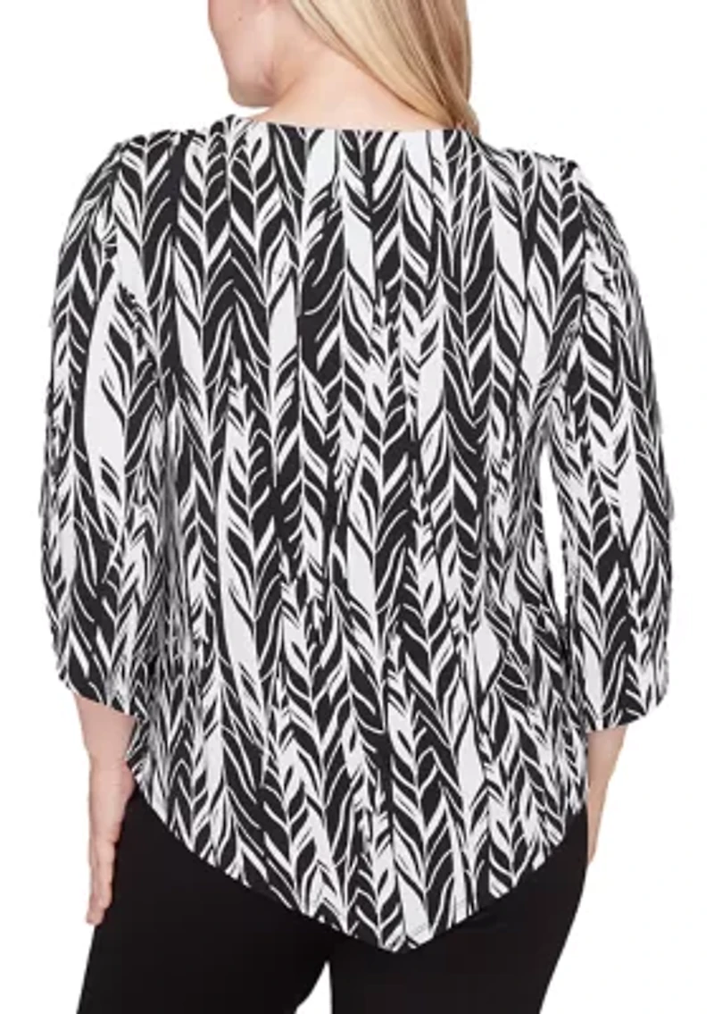 Petite Classics Abstract Feathers Top