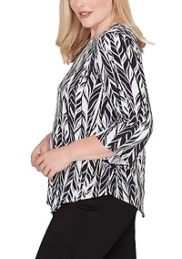 Petite Classics Abstract Feathers Top