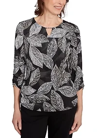 Petite Puff Print Leaf Top