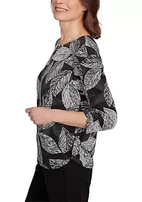 Petite Puff Print Leaf Top