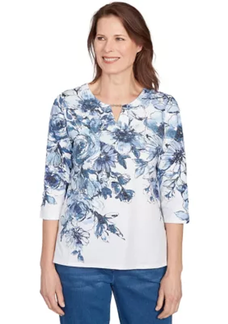 Women's Key Items Ki Floral Yoke Top