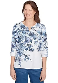 Women's Key Items Ki Floral Yoke Top