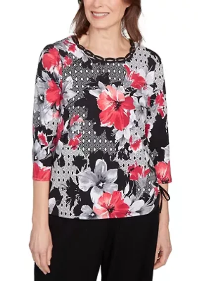 Women's Key Items Diamond Floral Patch Top