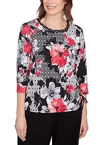 Women's Key Items Diamond Floral Patch Top