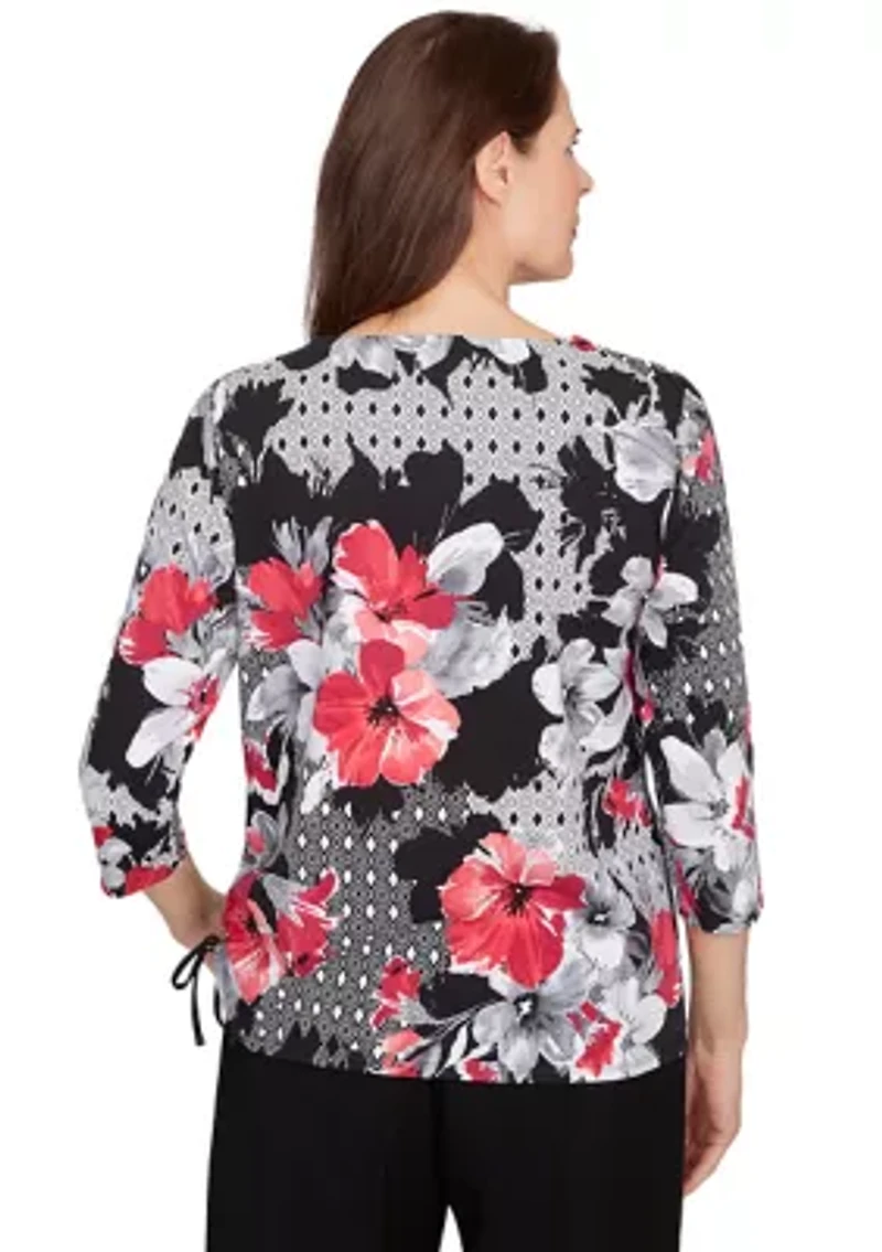 Women's Key Items Diamond Floral Patch Top