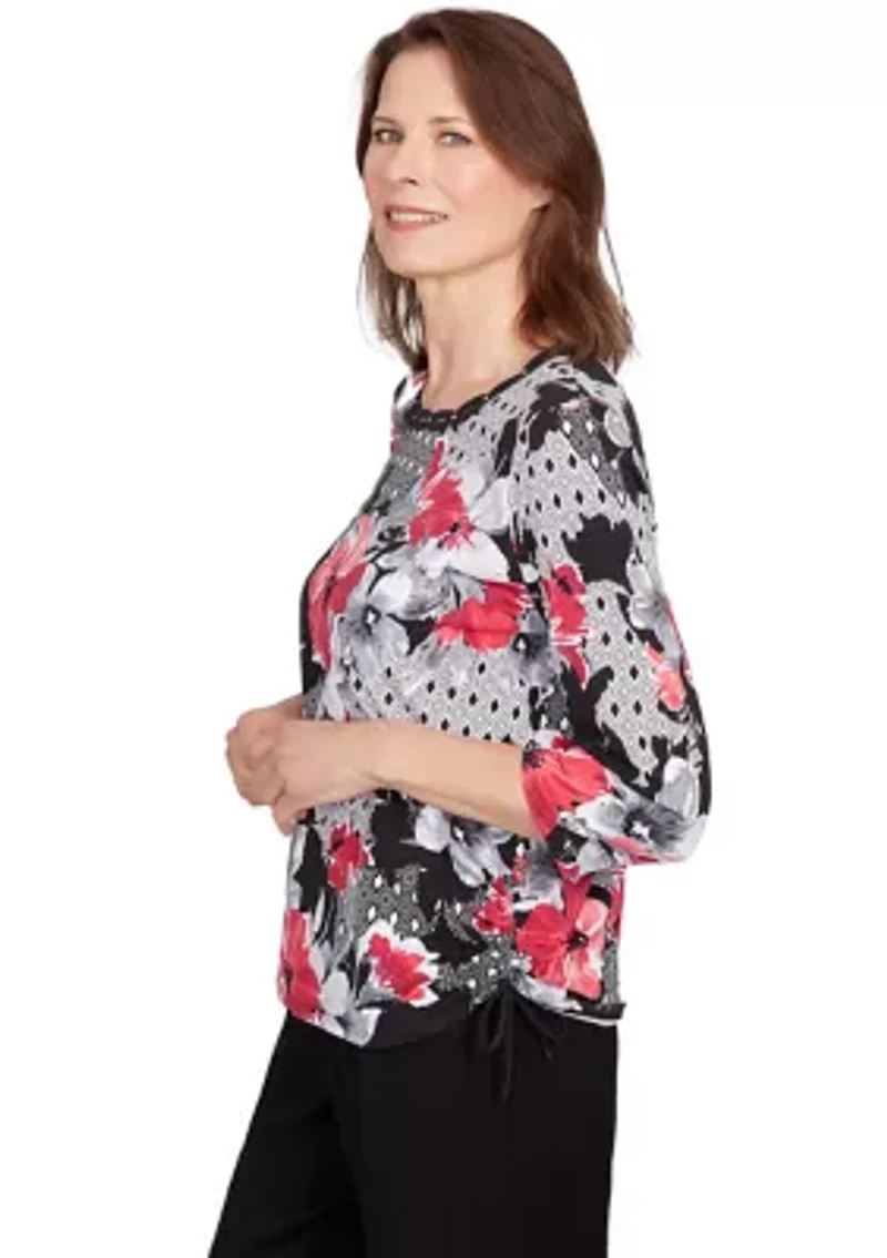 Women's Key Items Diamond Floral Patch Top