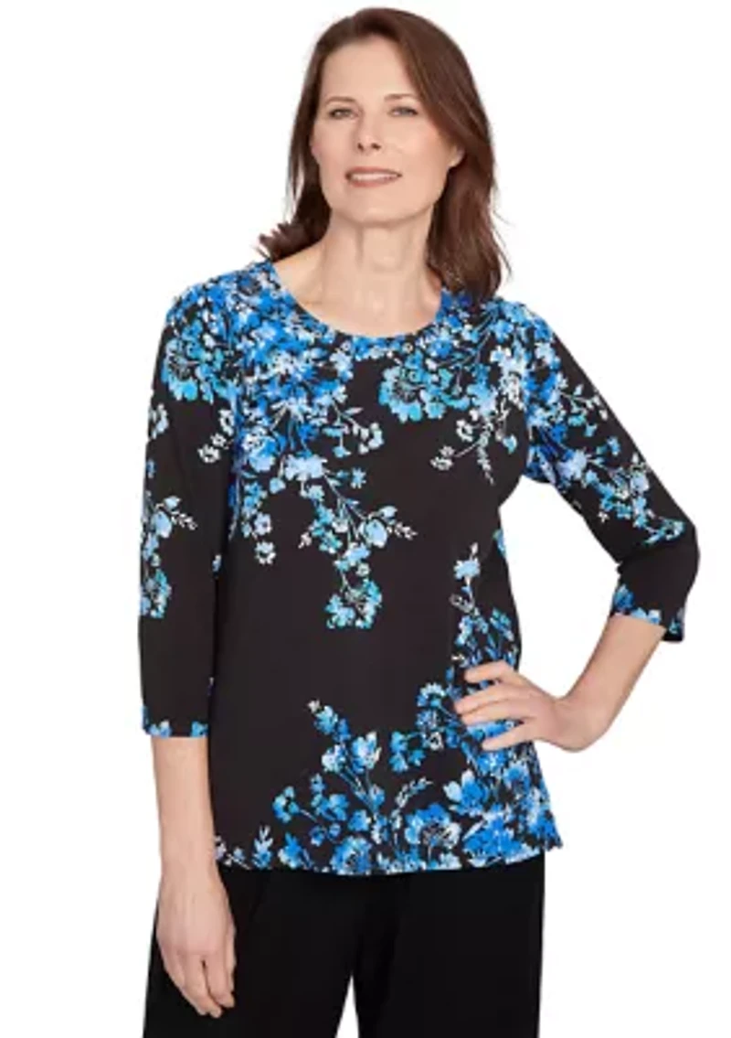 Women's Key Items Asymmetric Floral Top