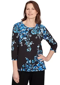 Women's Key Items Asymmetric Floral Top