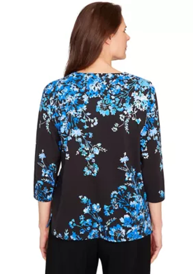Women's Key Items Asymmetric Floral Top