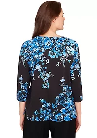 Women's Key Items Asymmetric Floral Top