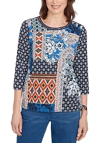 Petite Key Items Batik Patchwork Top
