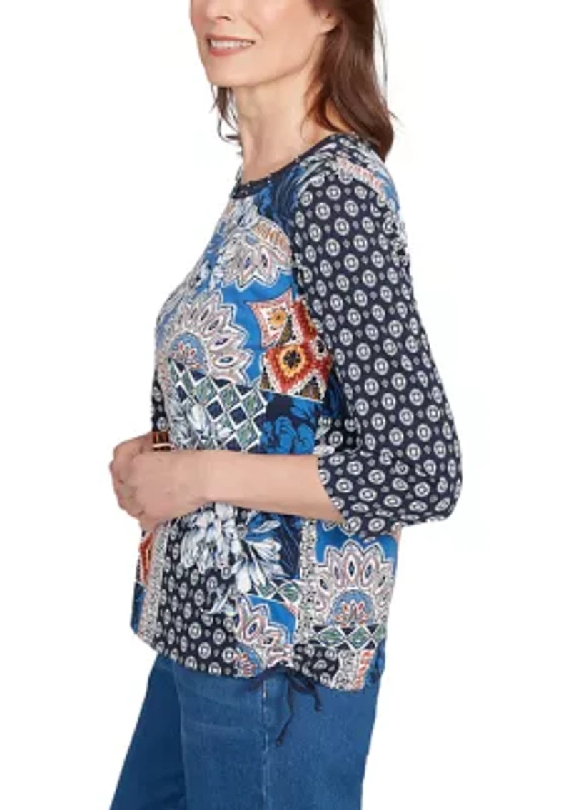 Petite Key Items Batik Patchwork Top