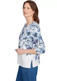Petite Key Items Floral Yoke Top