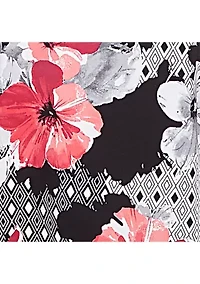Petite Key Items Diamond Floral Patch Top