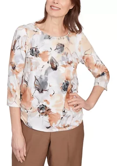 Petite Key Items Watercolor Floral Top