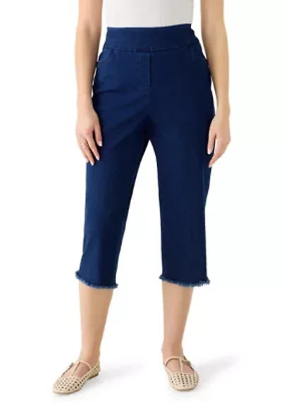 Women's Denim Fringe Capri Pants