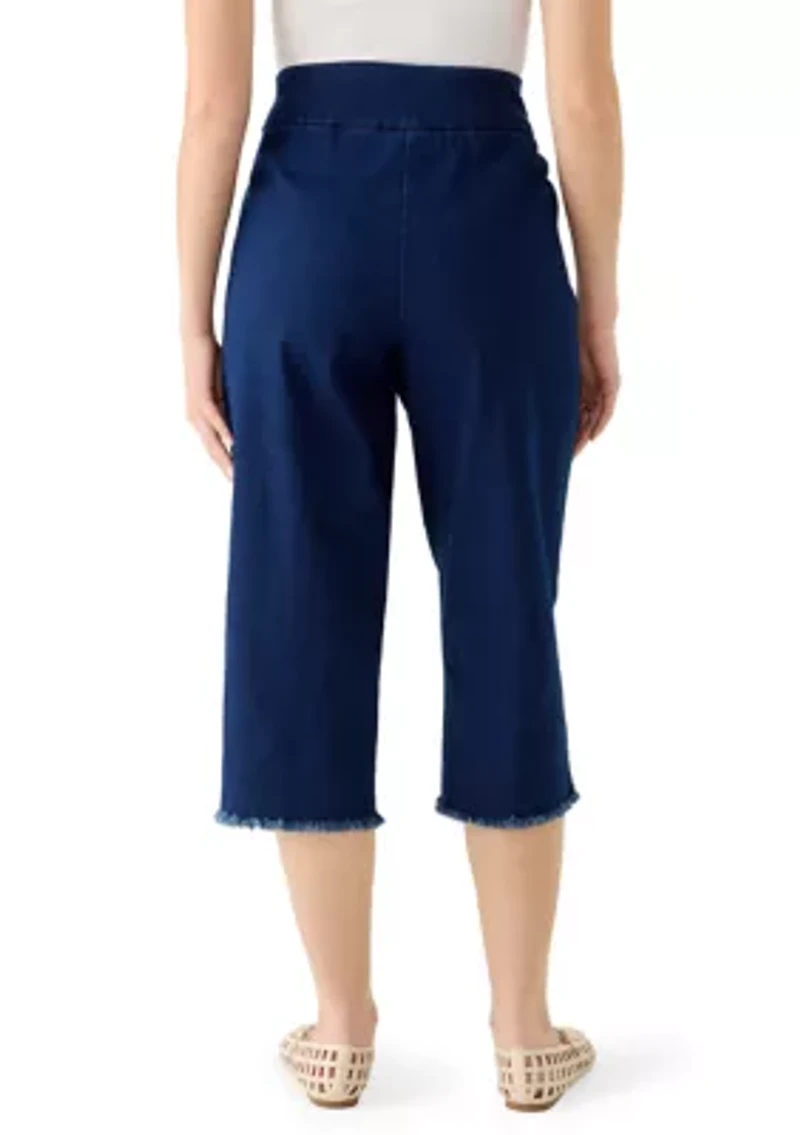 Women's Denim Fringe Capri Pants