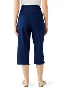 Women's Denim Fringe Capri Pants